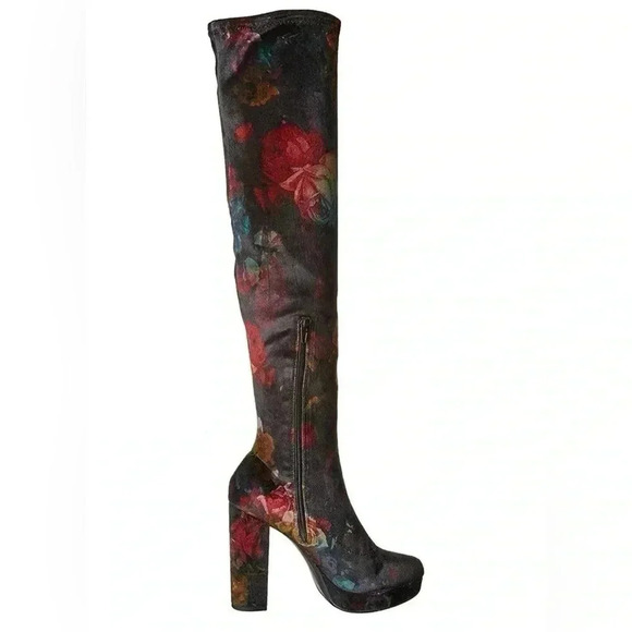 Madden Girl Groupie by Steve Madden Women's Thigh High Boots Floral Print NWOT - Picture 6 of 14